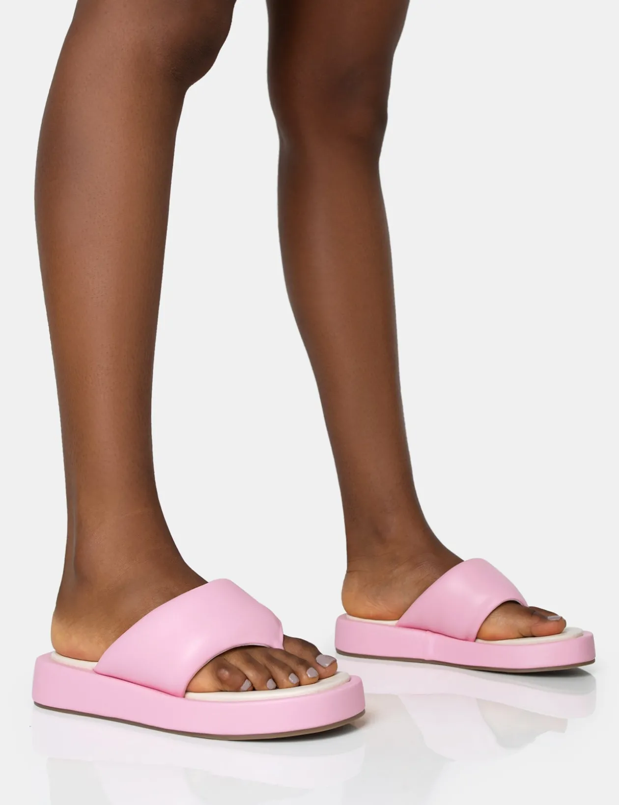 Public Desire Vacay Contrast Padded Square Toe Flip Flop Sandals | Women Chunky Sandals