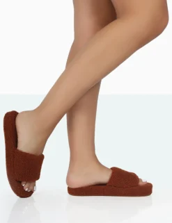 Public Desire Vale Borg Fluffy Slider Slipper | Women Sliders
