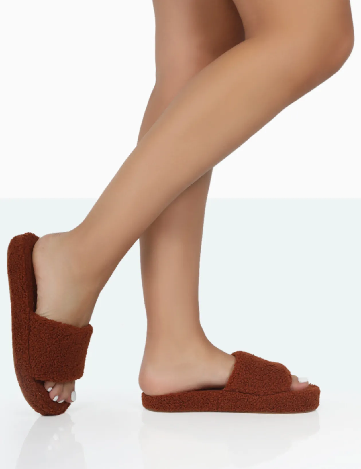 Public Desire Vale Borg Fluffy Slider Slipper | Women Sliders
