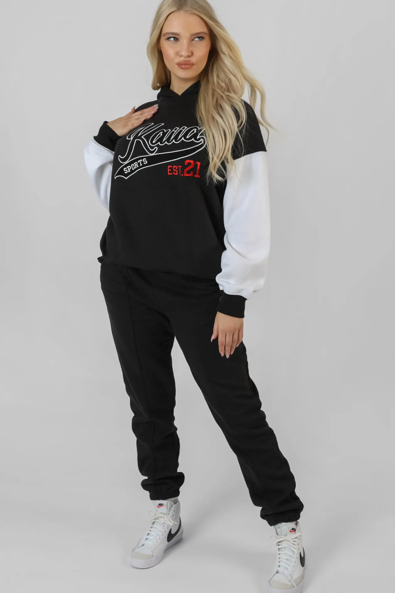 Public Desire Varsity Contrast Sleeve Hoodie | Women Sweatshirt & Hoodies