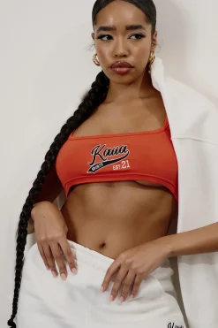 Public Desire Varsity Embroidery Crop Top Flame | Women Tops