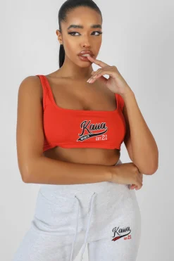 Public Desire Varsity Embroidery Crop Top Flame | Women Tops