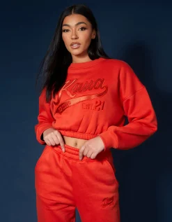 Public Desire Varsity Tonal Sweatshirt Flame | Women Sweatshirt & Hoodies