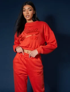 Public Desire Varsity Tonal Sweatshirt Flame | Women Sweatshirt & Hoodies