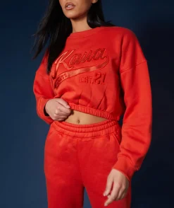 Public Desire Varsity Tonal Sweatshirt Flame | Women Sweatshirt & Hoodies