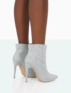 Public Desire Verona Wide Fit Sparkly Diamante Stiletto Ankle Boots | Women Wide Fit Ankle Boots