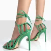 Public Desire Violett Sqaure Toe Lace Up Heels | Women Barely There Heels