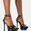 Public Desire Vortex Patent Platform Barely There Pointed Toe Stiletto Heels | Women Stilettos