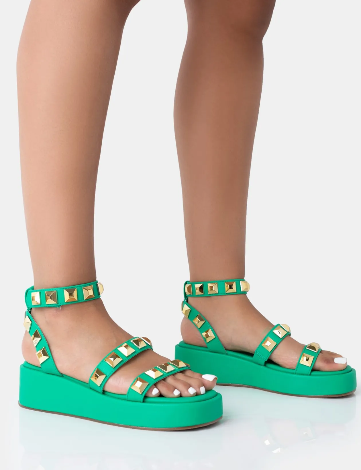 Public Desire Wade Studded Strappy Platform Sandals | Women Flatforms