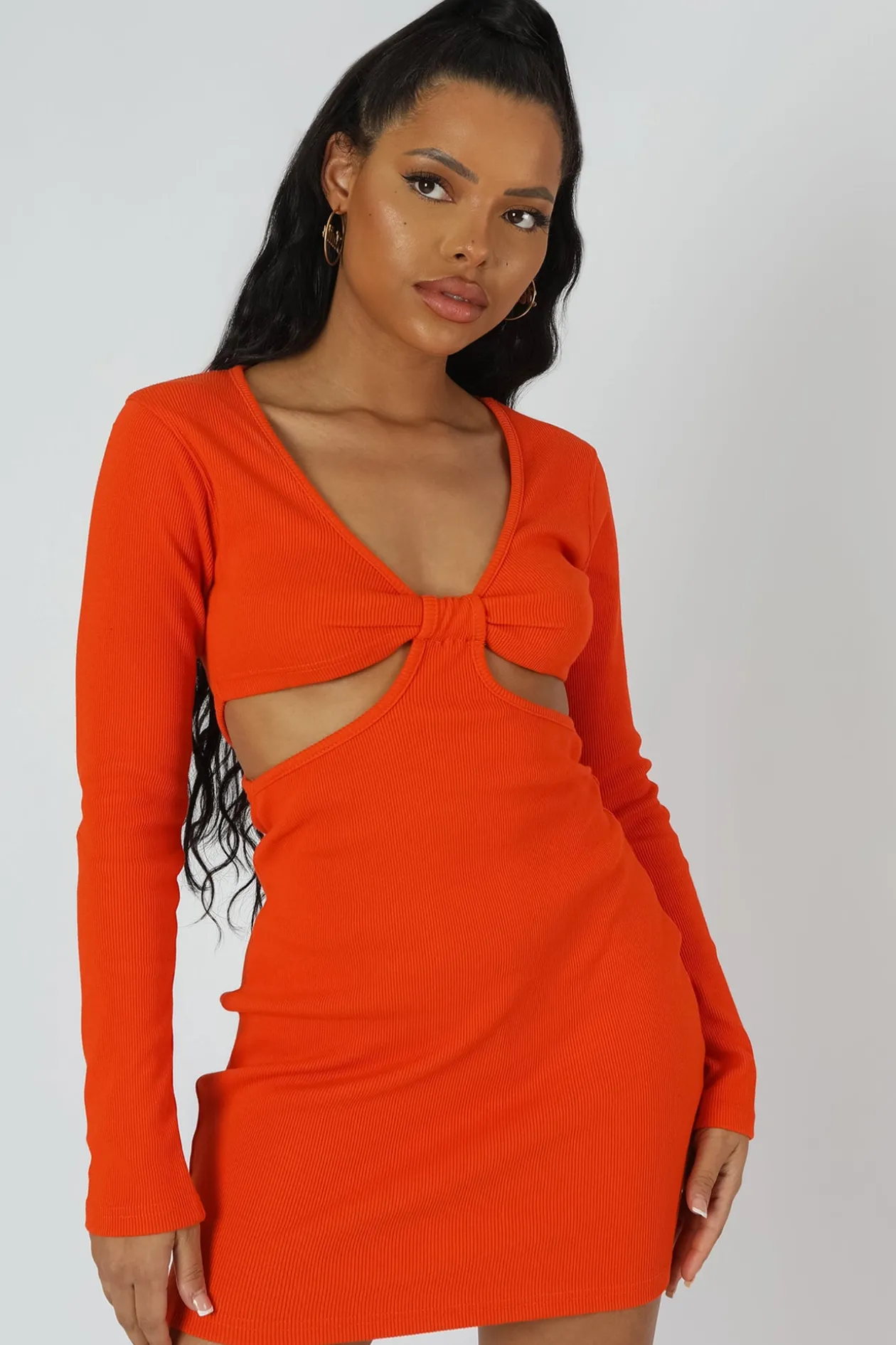 Public Desire Waist Cut Out Long Sleeve Mini Dress | Women Dresses
