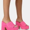 Public Desire Wavez Terry Towelling Round Toe Platform Block Heel Mules | Women Platform Heels