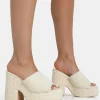 Public Desire Wavez Terry Towelling Round Toe Platform Block Heel Mules | Women Platform Heels