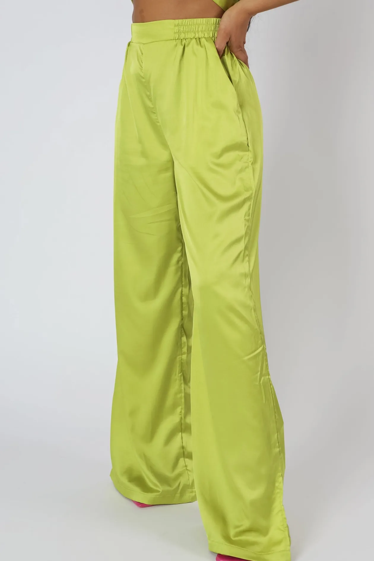 Public Desire Wide Leg Satin Trousers | Women Trousers