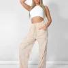 Public Desire Wide Leg Split Hem Checkerboard Towelling Joggers | Women Trousers