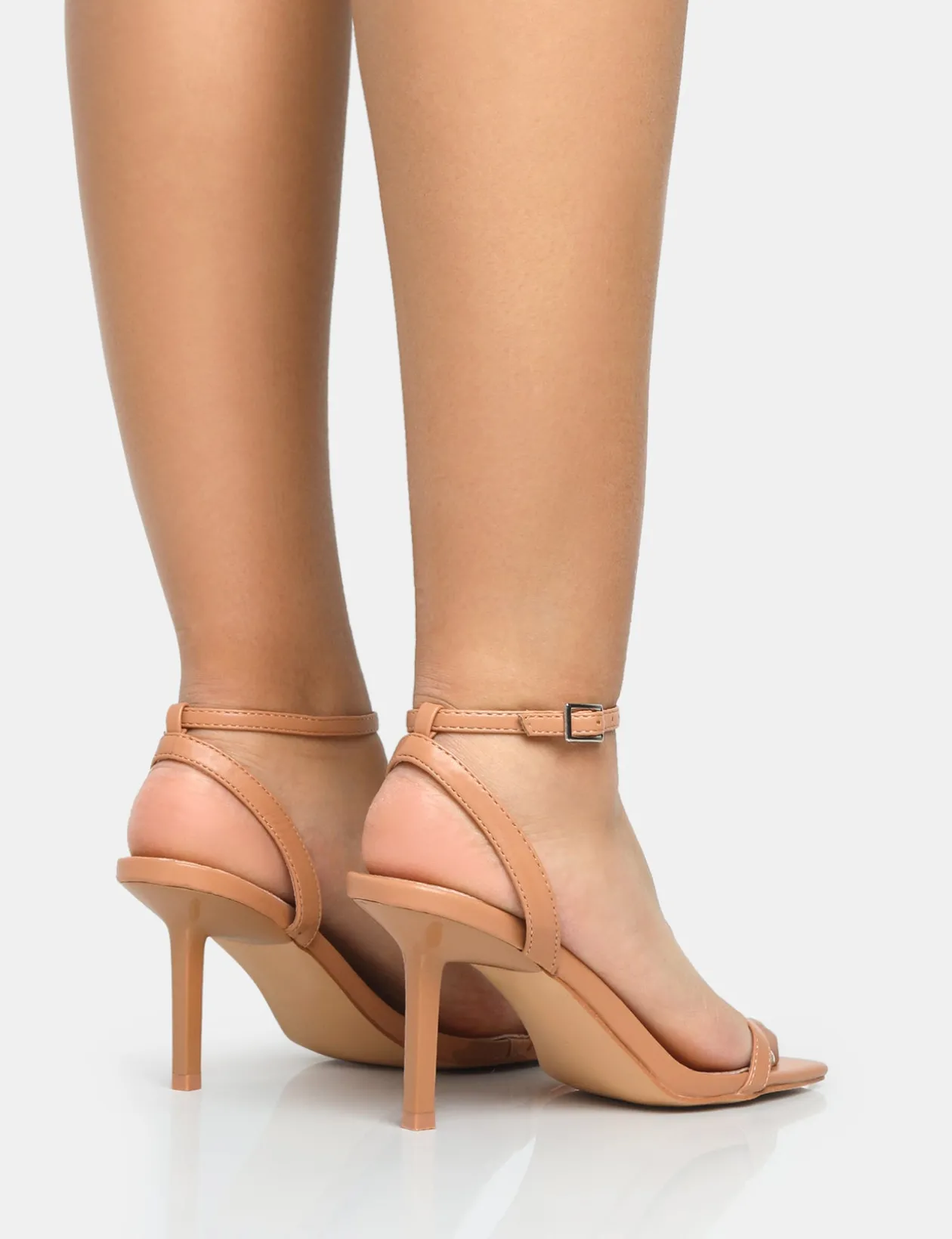 Public Desire Yara Pu Barely There Mid Stiletto Heels | Women Barely There Heels