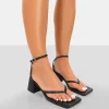 Public Desire Zahra Pu Toe Thong Mid Block Heeled Sandals | Women Mid Heels