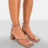 Public Desire Zahra Pu Toe Thong Mid Block Heeled Sandals | Women Mid Heels