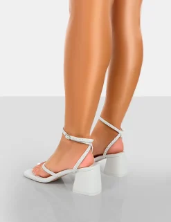 Public Desire Zahra Pu Toe Thong Mid Block Heeled Sandals | Women Mid Heels