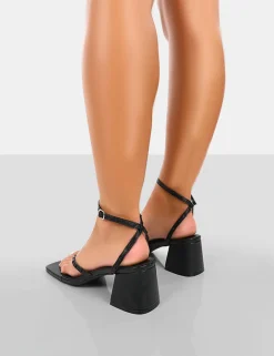 Public Desire Zahra Pu Toe Thong Mid Block Heeled Sandals | Women Mid Heels