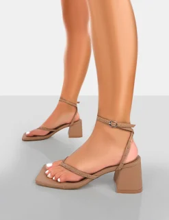 Public Desire Zahra Pu Toe Thong Mid Block Heeled Sandals | Women Mid Heels