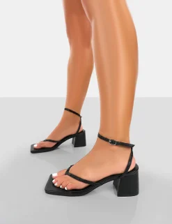 Public Desire Zahra Pu Toe Thong Mid Block Heeled Sandals | Women Mid Heels