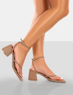 Public Desire Zahra Pu Toe Thong Mid Block Heeled Sandals | Women Mid Heels