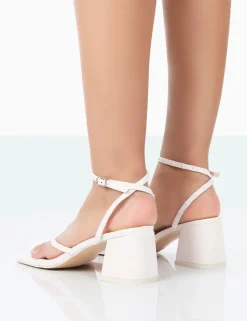 Public Desire Zahra Wide Fit Pu Toe Thong Mid Block Heeled Sandals | Women Block Heels