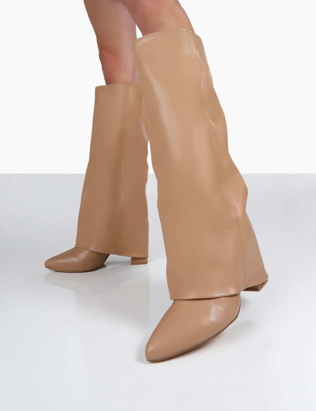 Public Desire Zendaya Pointed Toe Knee High Block Boots | Women Knee High Boots