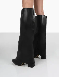 Public Desire Zendaya Pointed Toe Knee High Block Boots | Women Knee High Boots