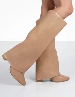 Public Desire Zendaya Pointed Toe Knee High Block Boots | Women Knee High Boots