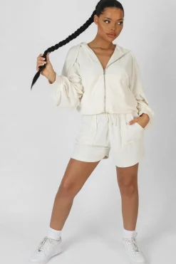 Public Desire Zip Through Towelling Hoodie | Women Sweatshirt & Hoodies