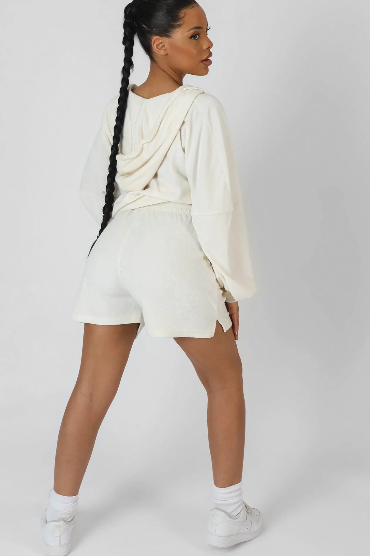 Public Desire Zip Through Towelling Hoodie | Women Sweatshirt & Hoodies