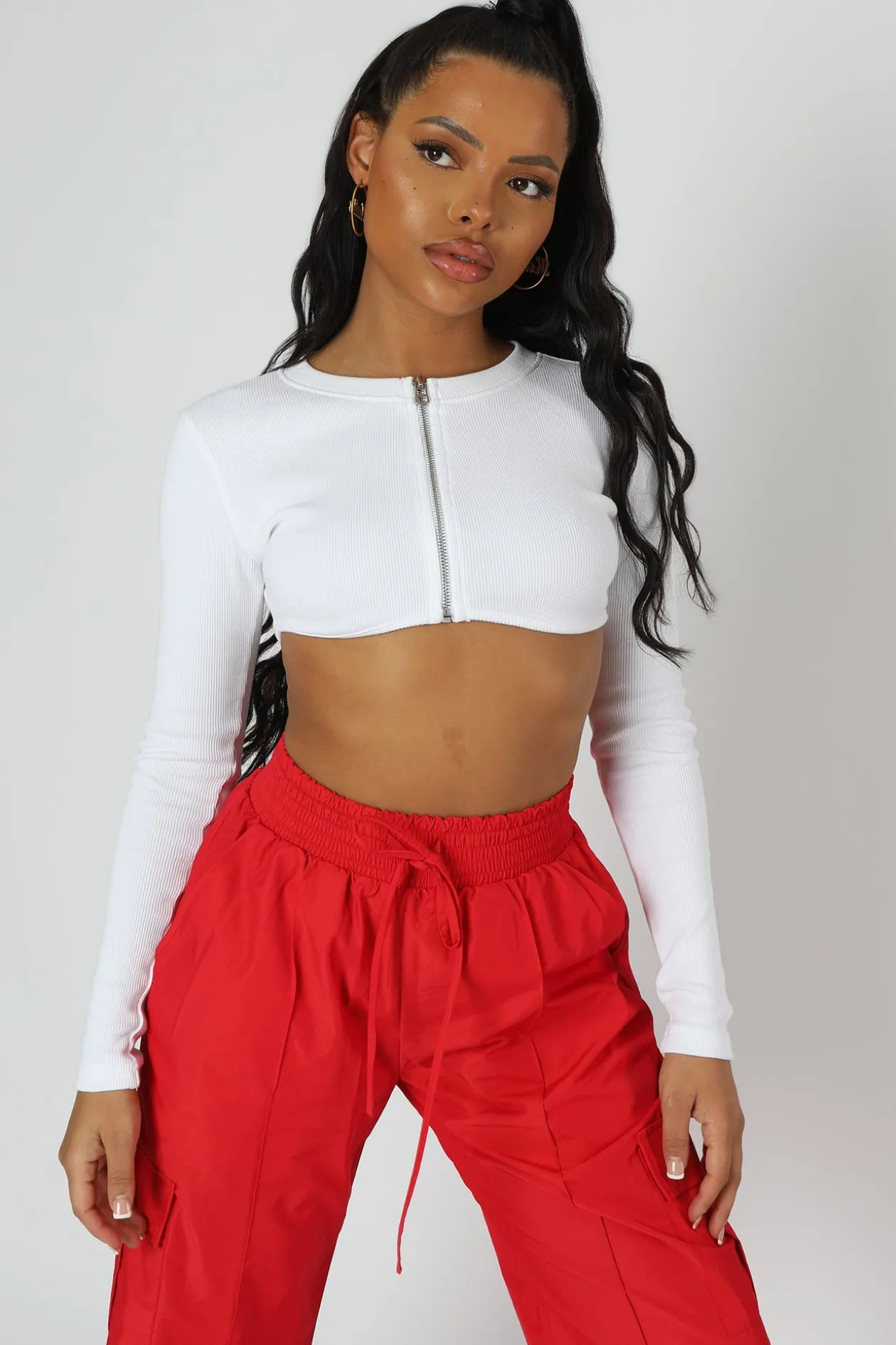 Public Desire Zip Through Underbust Ribbed Top | Women Tops