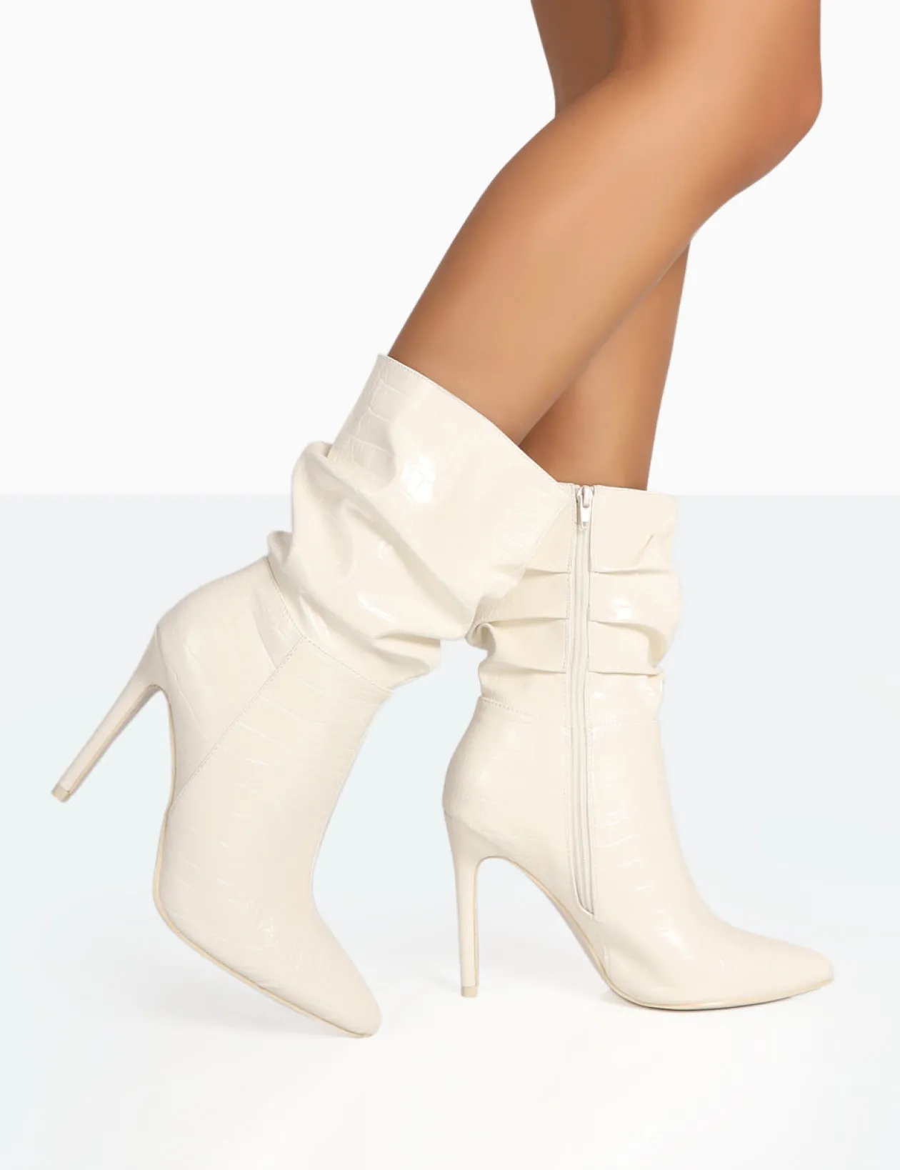 Public Desire Zurich Patent Croc Stiletto Ankle Pointed Heeled Boots | Women Heeled Boots